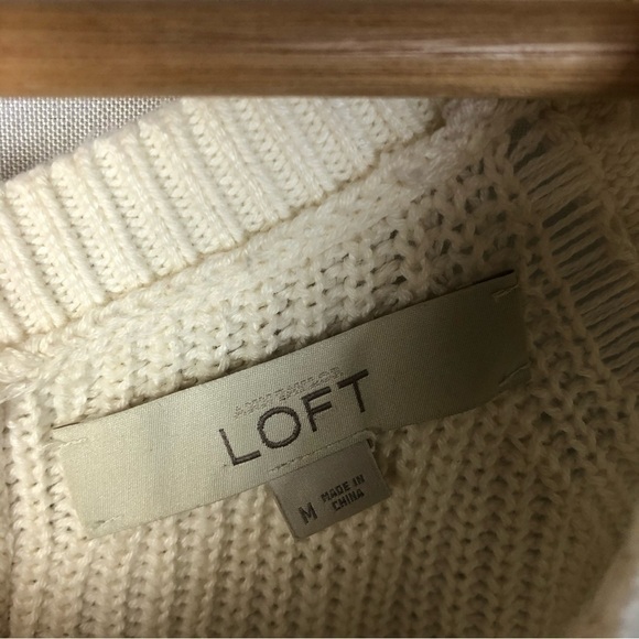 Ann Taylor LOFT Ivory White Mesh Sleeve Knit Sweater M - Picture 5 of 5